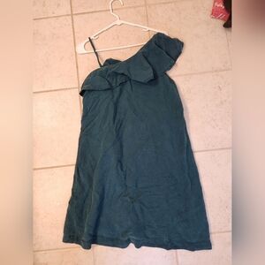 Lou & Grey One Shoulder Green Mini Short Sleeves Dress NWT Size S READ #N622